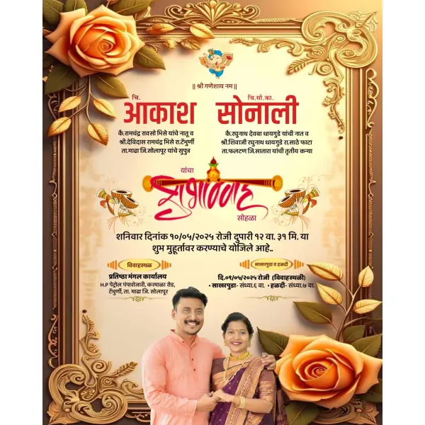 AI Generated Background Digital Lagna Patrika Card Marathi