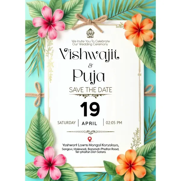 Digital Marriage Invitation Card Format in English