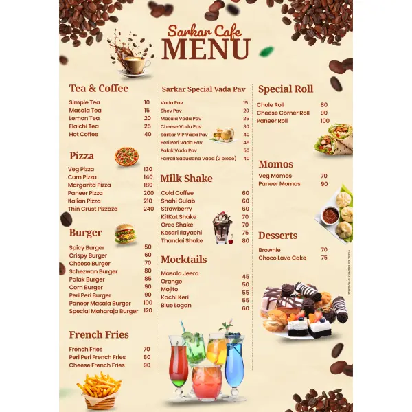Modern Cream Color Cafe Menu Card Design in English | Restaurant Menu 2026