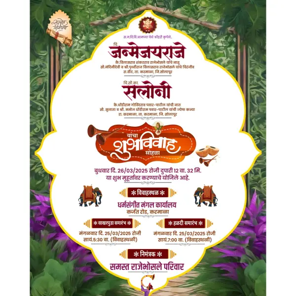 Soft Copy Marathi Lagna Patrika WhatsApp Invitation Card Design